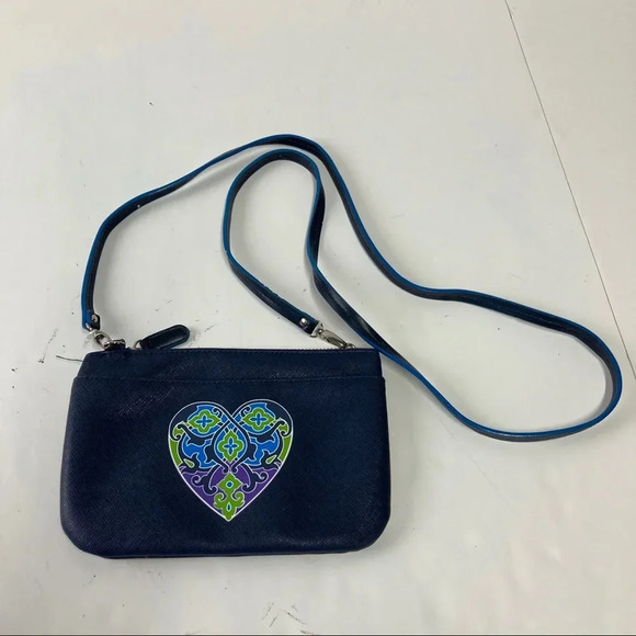Brighton Handbags - Brighton Summer Hearts Blue Saffiano Leather Crossbody Bag Purse SEE ALL PICS.